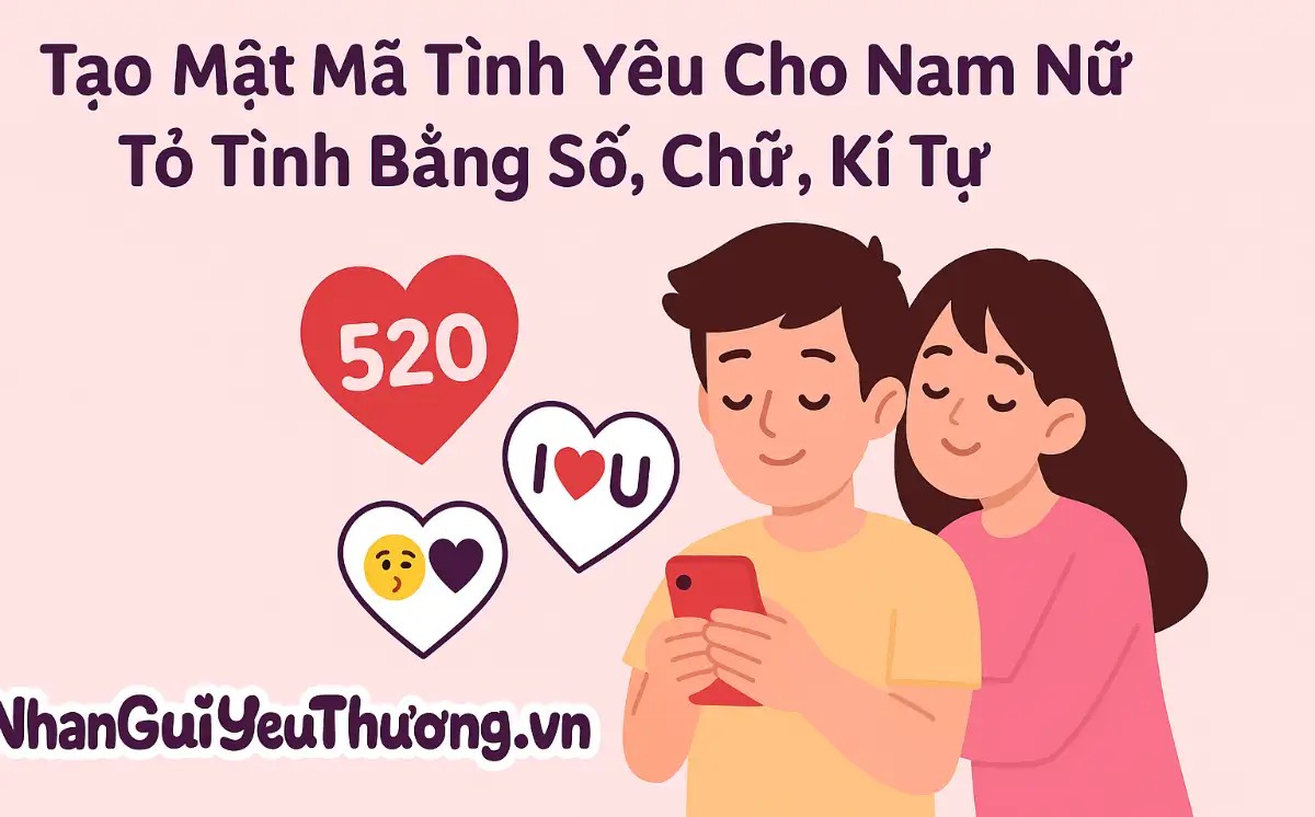 Giao diện tạo mật mã tình yêu online trên Nhắn Gửi Yêu Thương
