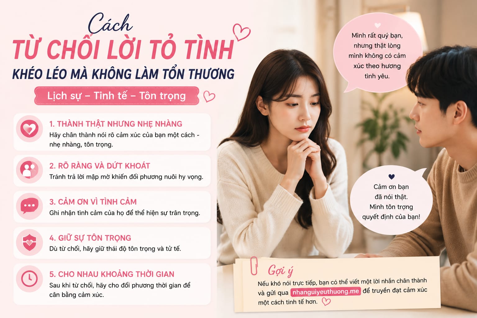 cách từ chối lời tỏ tình của con trai khéo léo